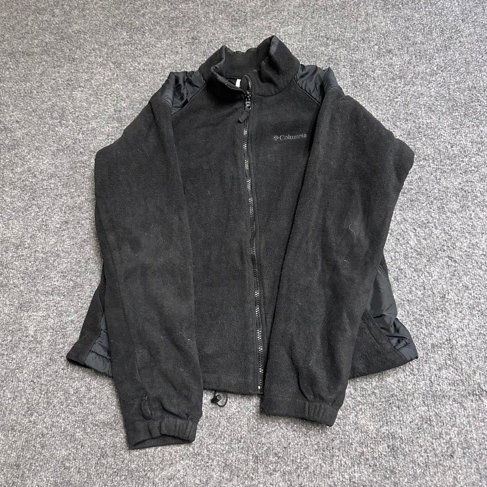 Columbia Fleece Jacket Womens Size L Black Interchange Full Zip Outdoor Layer